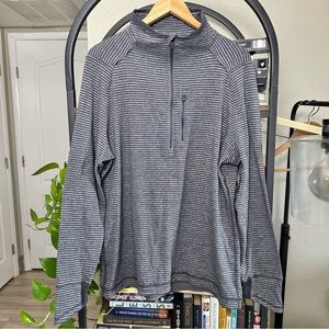 Lululemon Surge Warm 1/2 Zip Pullover Mens XL Gray White Long Sleeve Athletic